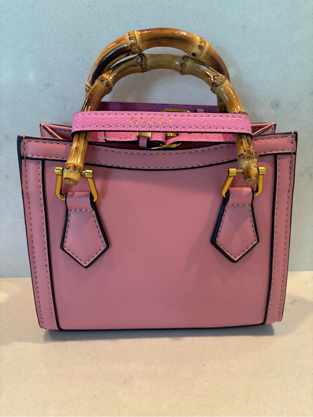 Pink Mini Bamboo Top-Handle Crossbody Bag - Picture 5 of 5